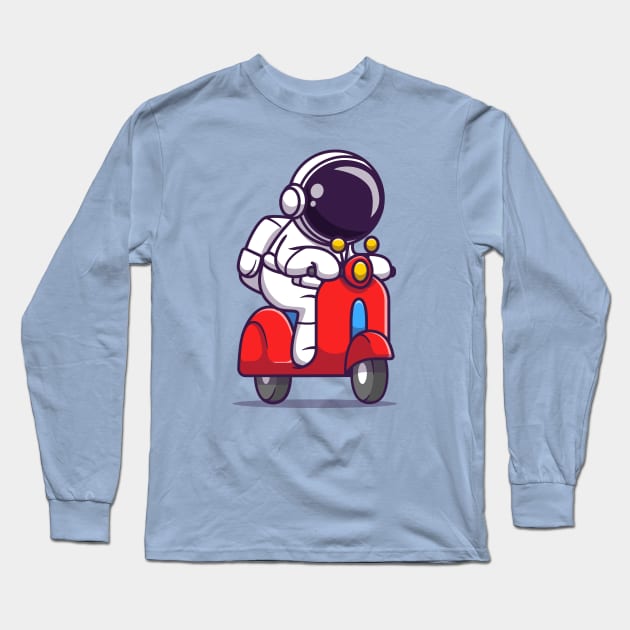 Cute Astronaut Riding Scooter Long Sleeve T-Shirt by Catalyst Labs